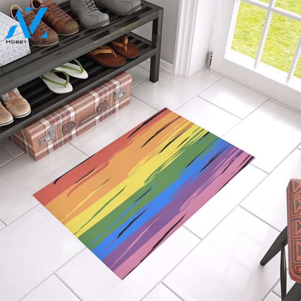 Rainbow Pride LGBTQ Love Peace Custom Doormat- Multiple material and sizes