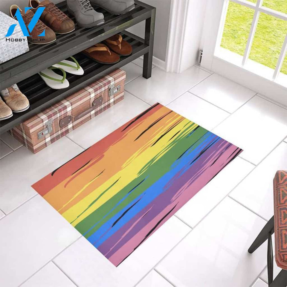 Rainbow Pride LGBTQ Love Peace Custom Doormat- Multiple material and sizes