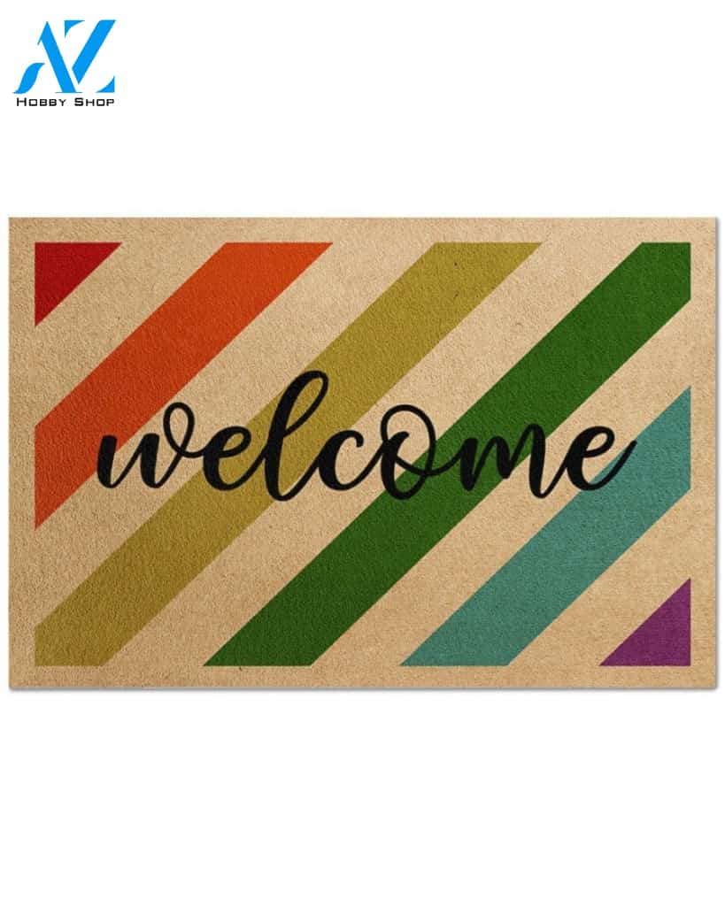 Rainbow Welcome Indoor And Outdoor Doormat Warm House Gift Welcome Mat Funny Birthday Gift Gift For Friend Family