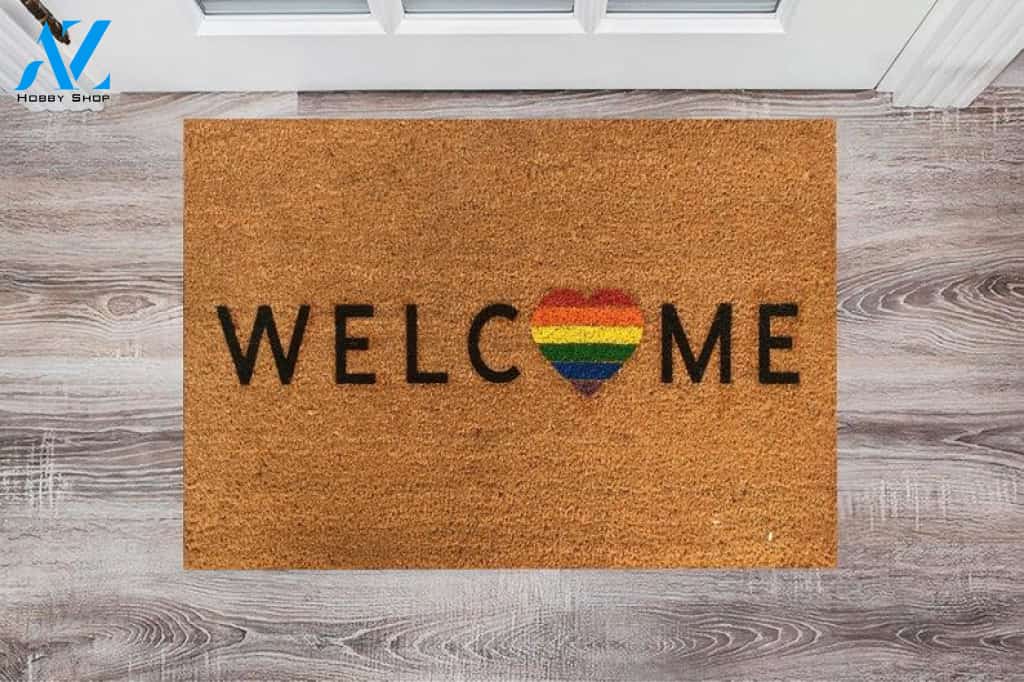 Rainbow Welcome Mat, Cute Doormat, Home Decor, LGBT Mat, Housewarming Gift, Cute Gift, LGBT Pride Mat