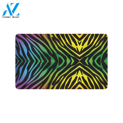 Rainbow Zebra Themed Print Rubber Doormat