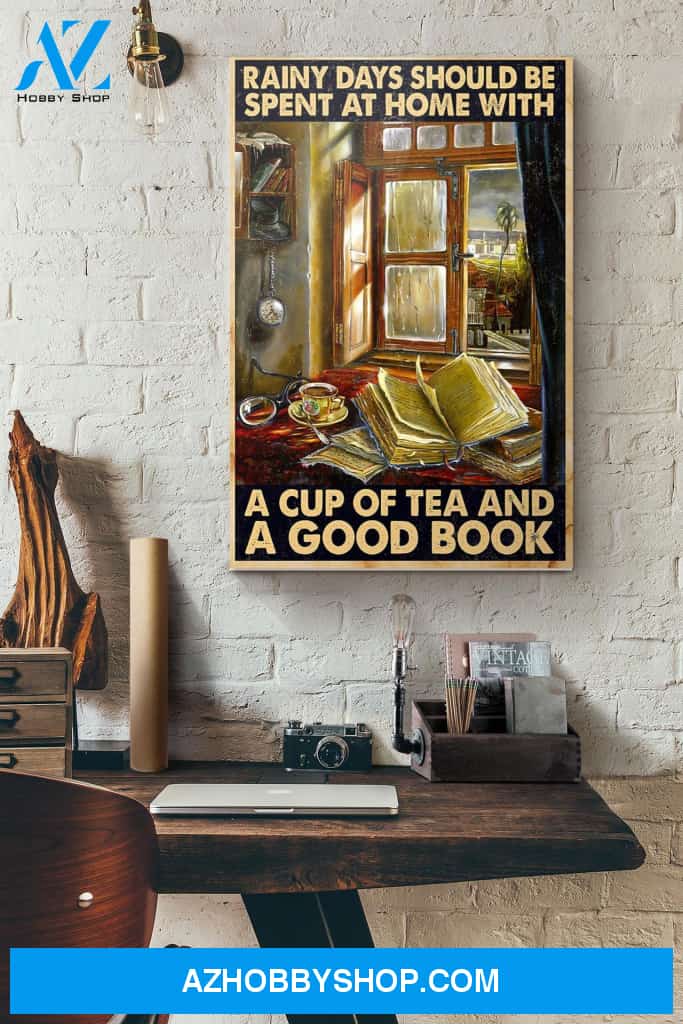 Rainy Days Should Be Spent At Home With A Cup Of Tea And A Good Book Canvas And Poster, Wall Decor Visual Art, Halloween Gift, Happy Halloween