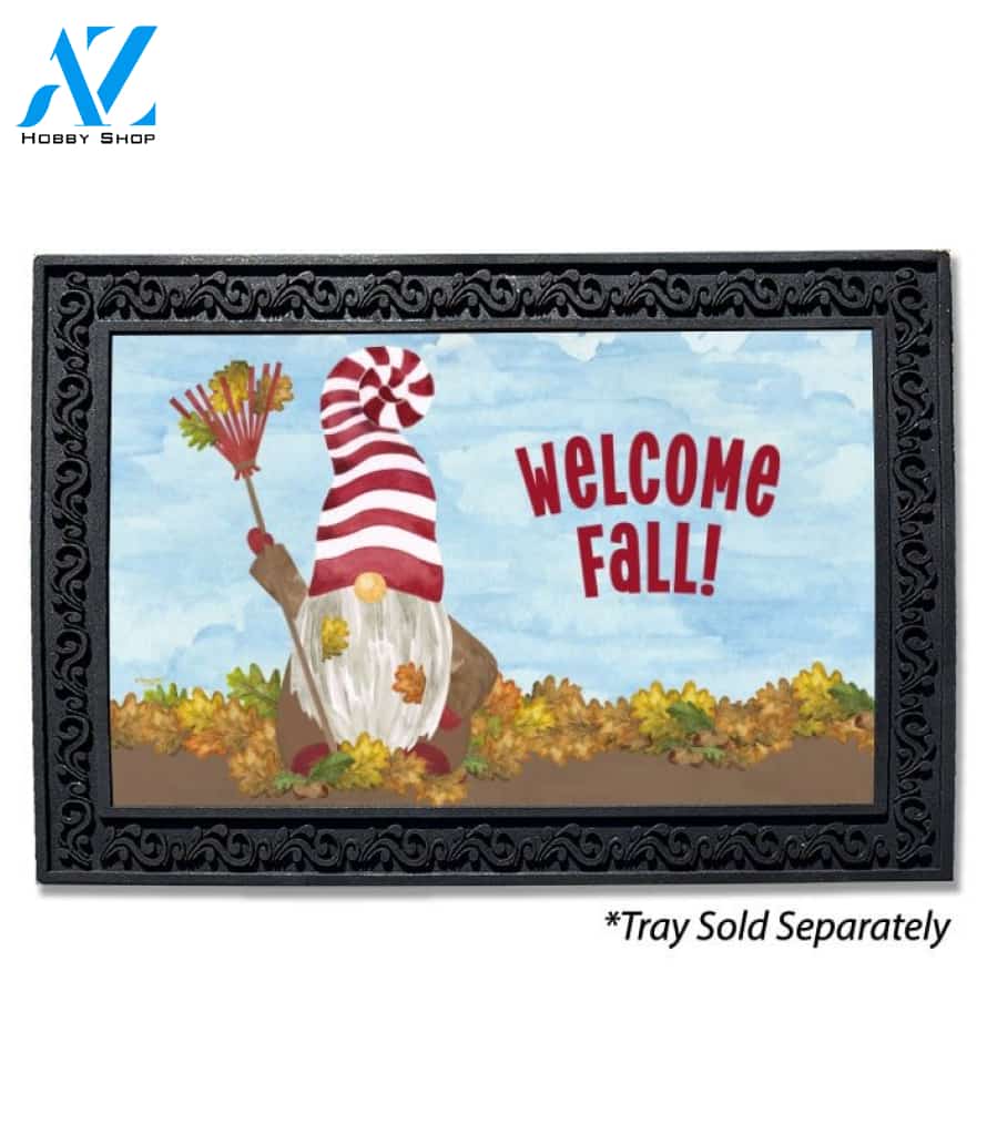 Raking Leaves Fall Gnome Doormat - 18" x 30"