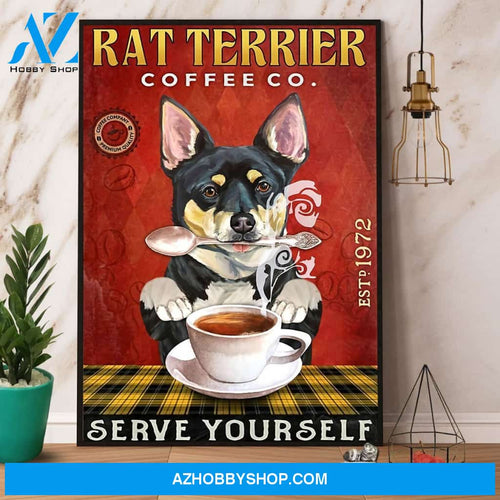 Rat Terrier Coffee Co Serve Yourself Canvas And Poster, Wall Decor Visual Art