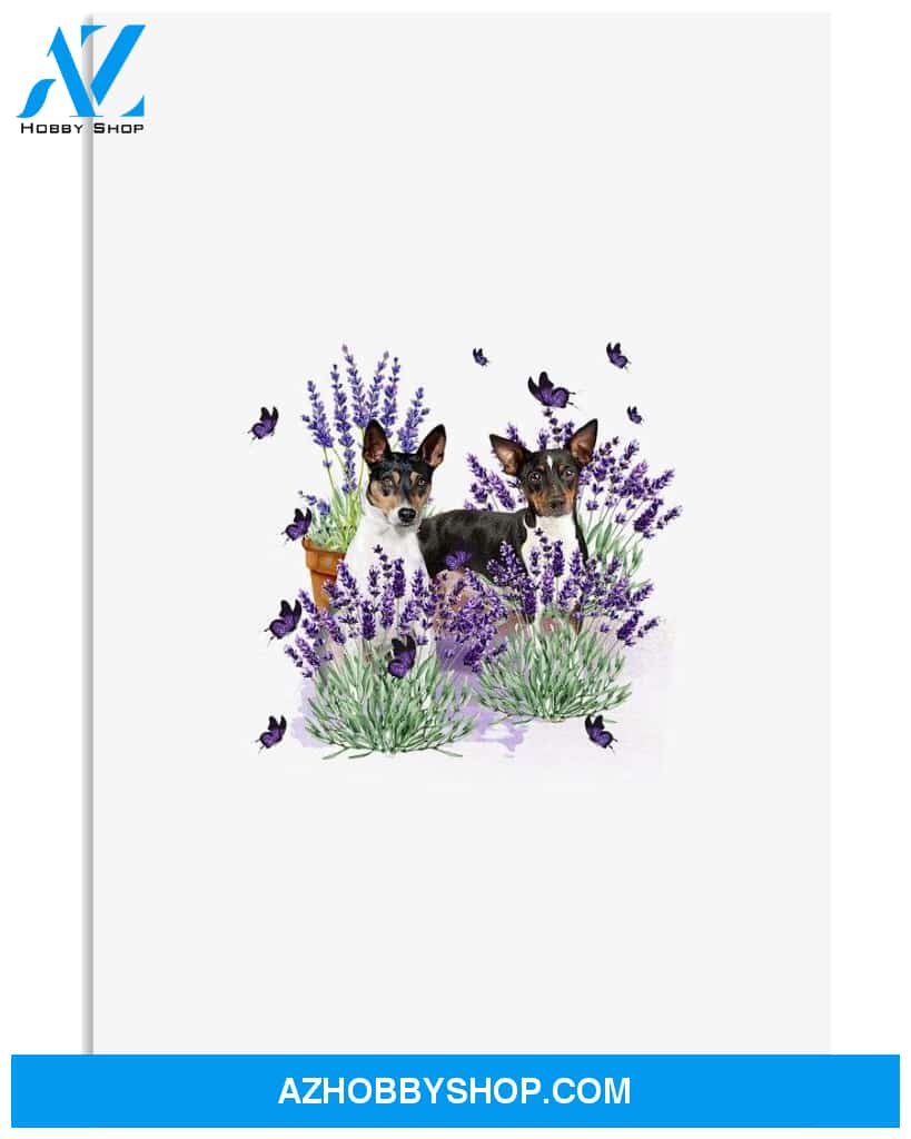 Rat Terrier With Lavender flower poster