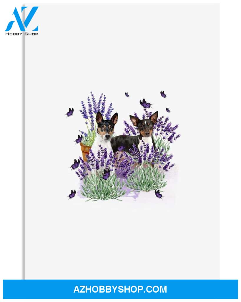 Rat Terrier With Lavender flower poster