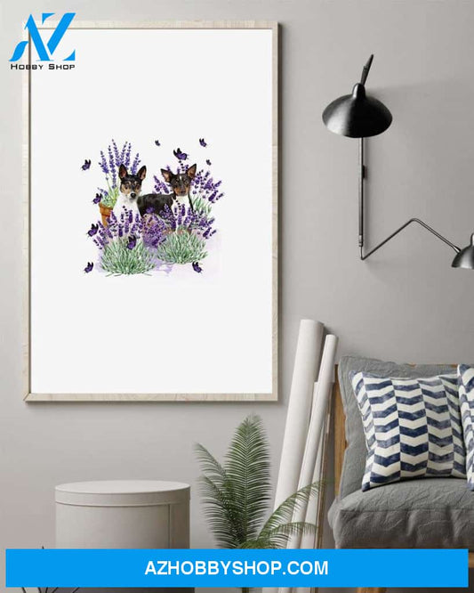 Rat Terrier With Lavender flower poster