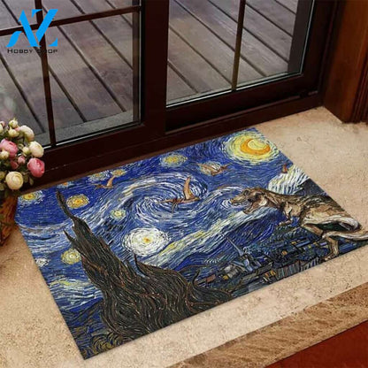 Raw Dinosaur Easy Clean Welcome DoorMat | Felt And Rubber | 40x60 cm | 45x75 cm | 60x90 cm | Colorful | DO1196