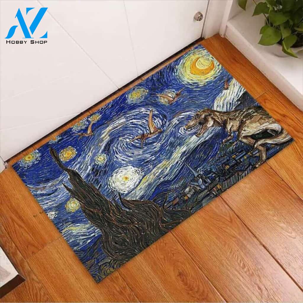 Raw Dinosaur Easy Clean Welcome DoorMat | Felt And Rubber | 40x60 cm | 45x75 cm | 60x90 cm | Colorful | DO1196