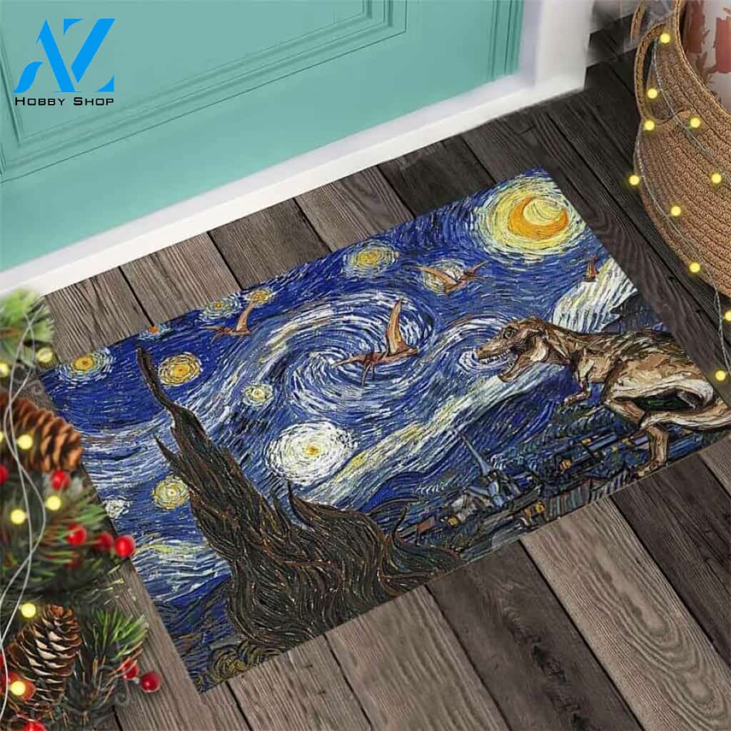 Raw Dinosaur Easy Clean Welcome DoorMat | Felt And Rubber | 40x60 cm | 45x75 cm | 60x90 cm | Colorful | DO1196