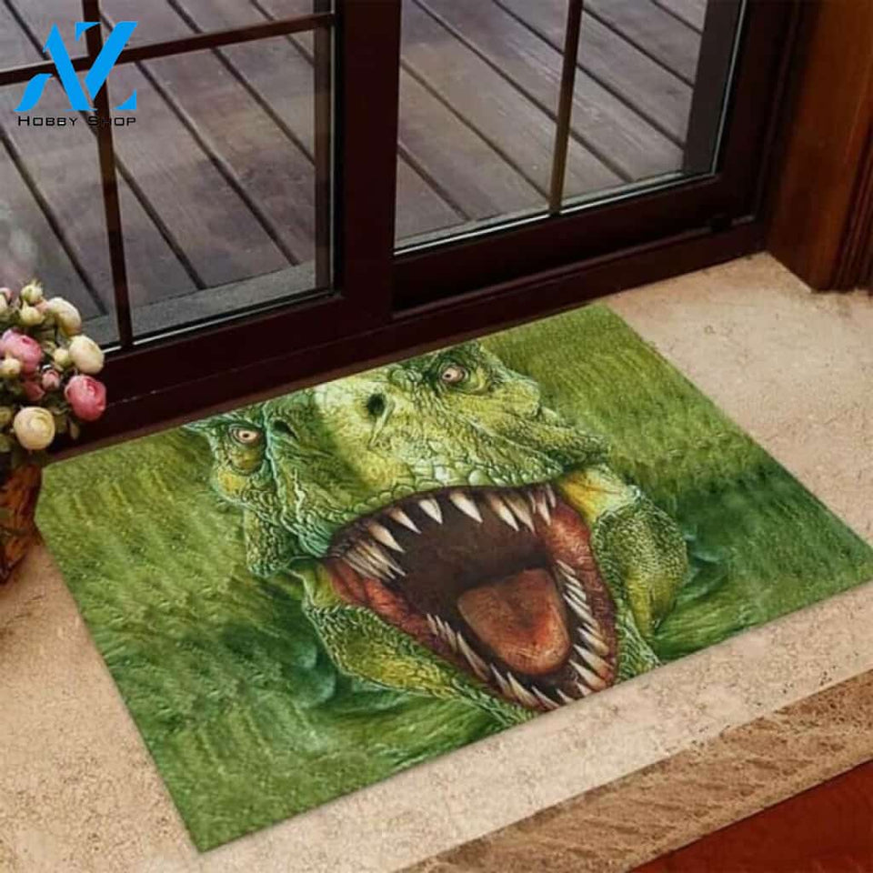 Rawr Green Dinosaur Doormat | Welcome Mat | House Warming Gift