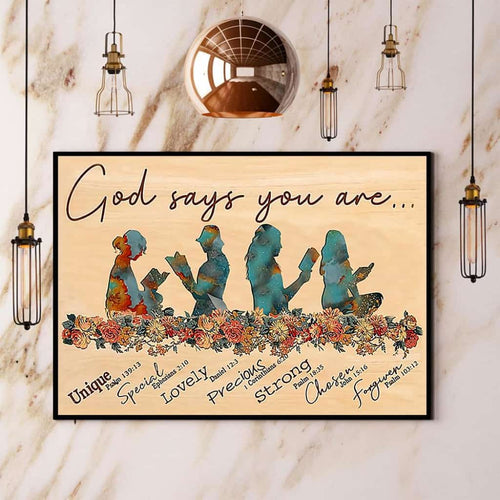 Read Book God Says You Are Unique Special Lovely Paper Poster No Frame Matte Canvas Wall Decor