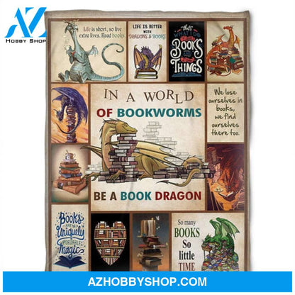 Reading Blanket, In A World Of Bookworm Be A Book Dragon, Gift For Read Lover