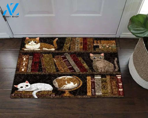Reading Book And Cat Doormat Welcome Mat Housewarming Gift Home Decor Funny Doormat Gift For Book Lovers Gift For Cat Lovers