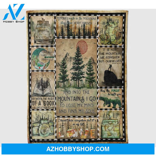 Reading Fleece Blanket Into The Mountain I Go To Lose My Mind And Find My Soul, Gift For Read Lover, Gift For Home Decor Bedding Couch Sofa Soft Comfy And Cozy