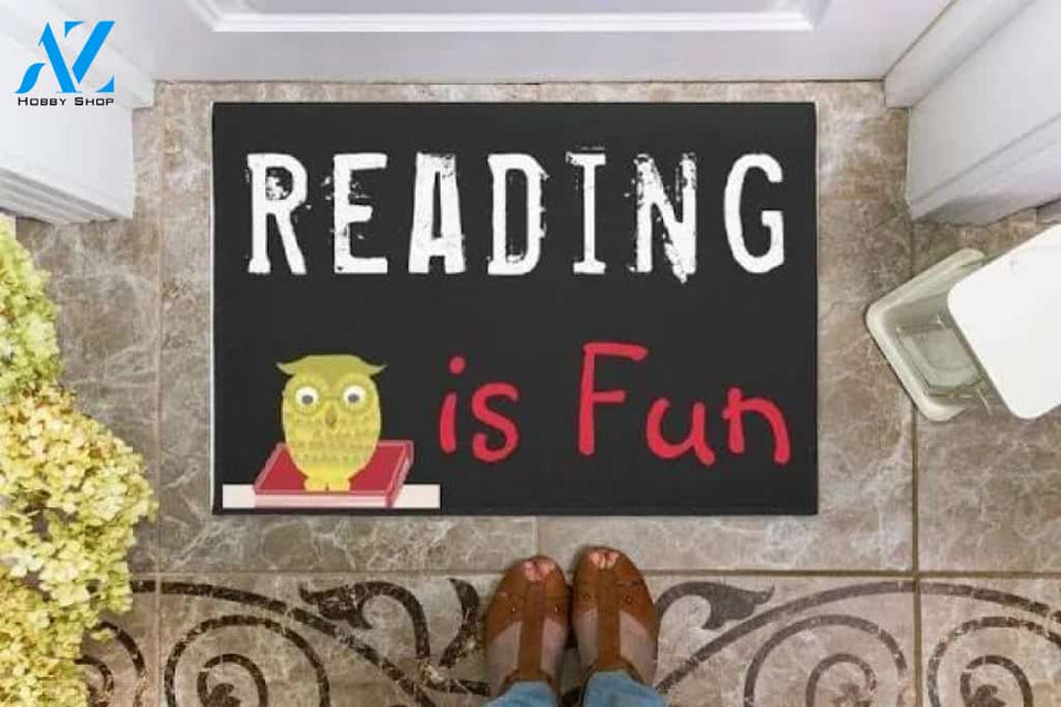 Personalized Name Family House Reading Is Fun Doormat Welcome Mat Housewarming Gift Home Decor Funny Doormat Gift For Book Lovers Gift For Friend Birthday Gift