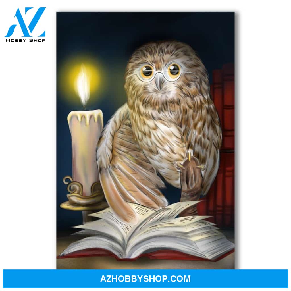Reading Owl Canvas And Poster, Wall Decor Visual Art