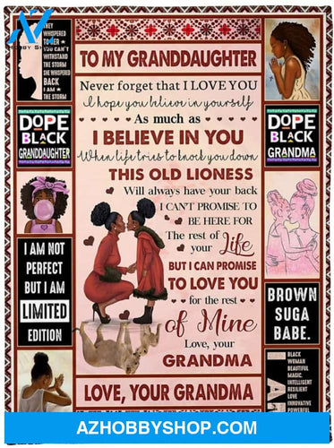 Personalized Recipient Custom Name to My Granddaughter Blanket From Black Gramma Never Forget That I Love You White Fleece Gramma to Grandson Blanket for Christmas Thanksgiving Birthday