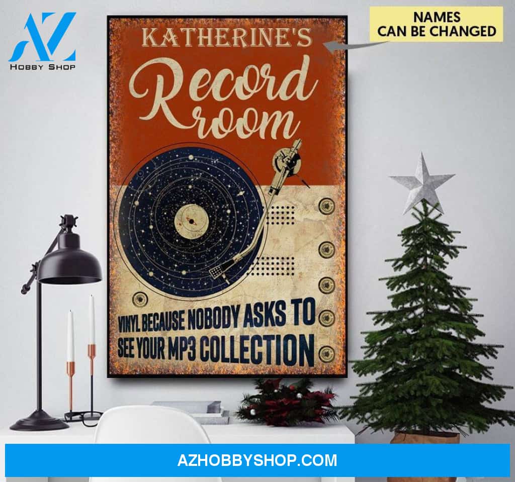 Record room - Matte canvas, custom canvas, gift for vinyl lover, gift for classic music lover