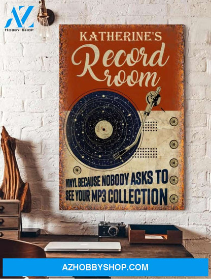 Record room - Matte canvas, custom canvas, gift for vinyl lover, gift for classic music lover