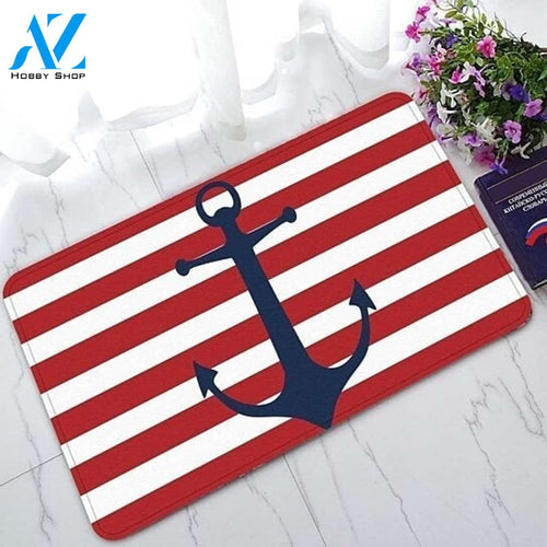 Red Anchor Doormat Indoor And Outdoor Doormat Warm House Gift Welcome Mat Birthday Gift For Sailor