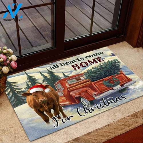 Red Angus Cattle Easy Clean Welcome DoorMat | Felt And Rubber | DO3352