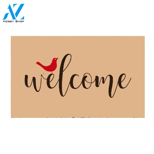 Red Bird Welcome Memorial Indoor and Outdoor Doormat Welcome Mat Housewarming Gift Home Decor Funny Doormat Gift for Family