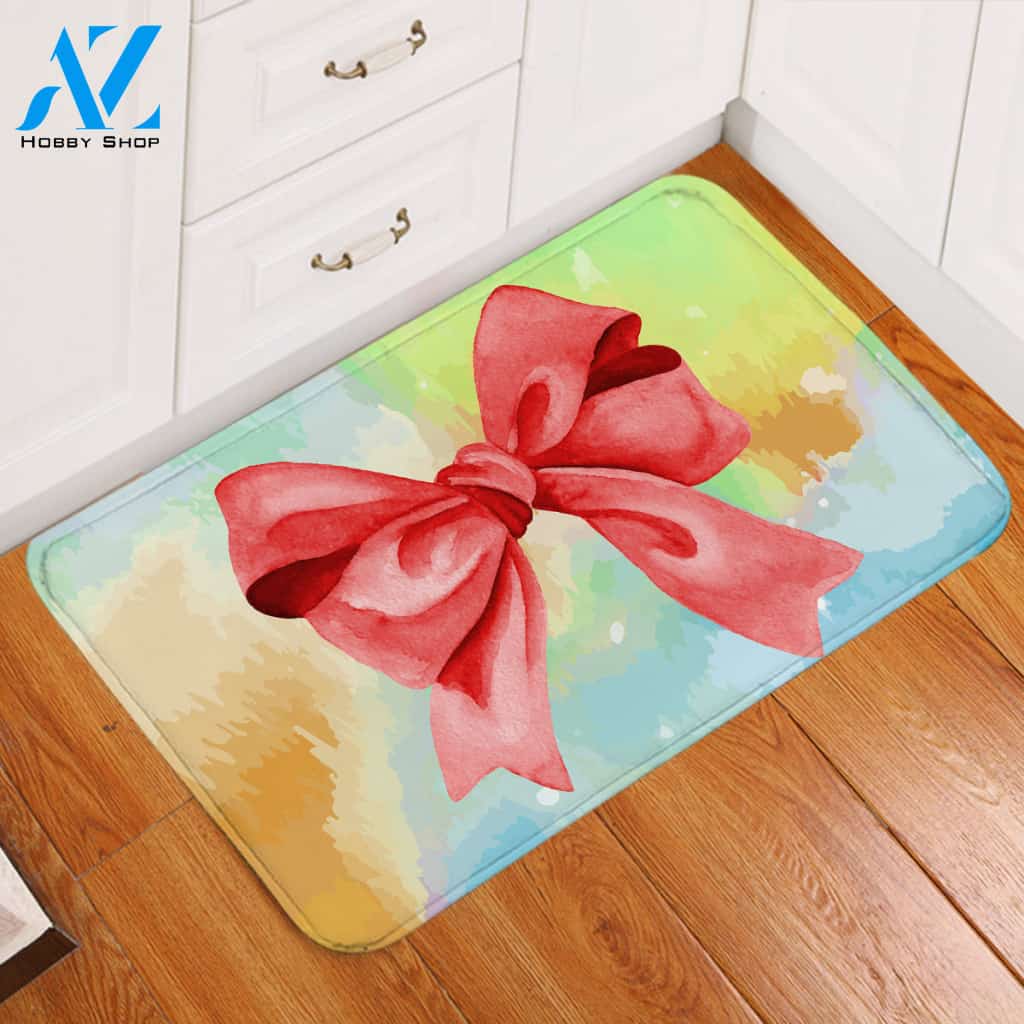 Red Bow Tie Door Mat