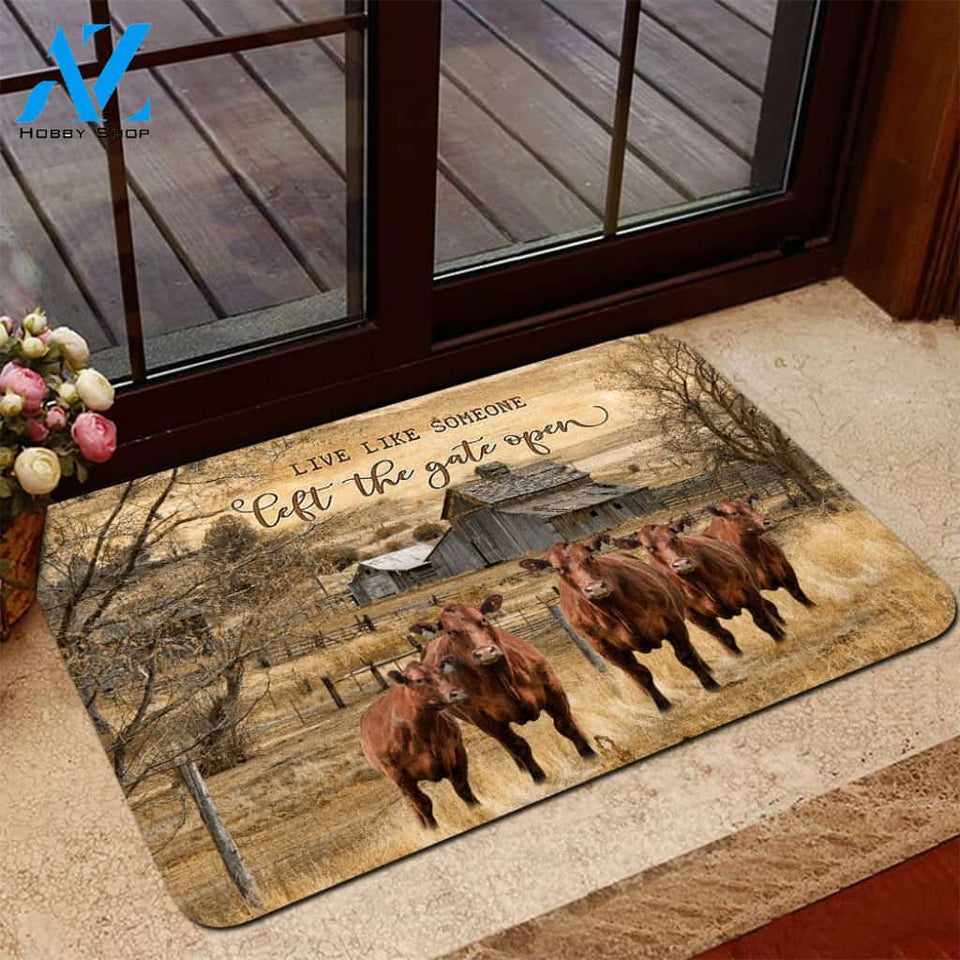 Red Brangus Cattle Live Like Someone Left The Gate Open Doormat Gift For Red Brangus Cattle Lovers Birthday Gift Home Decor Warm House Gift Welcome Mat