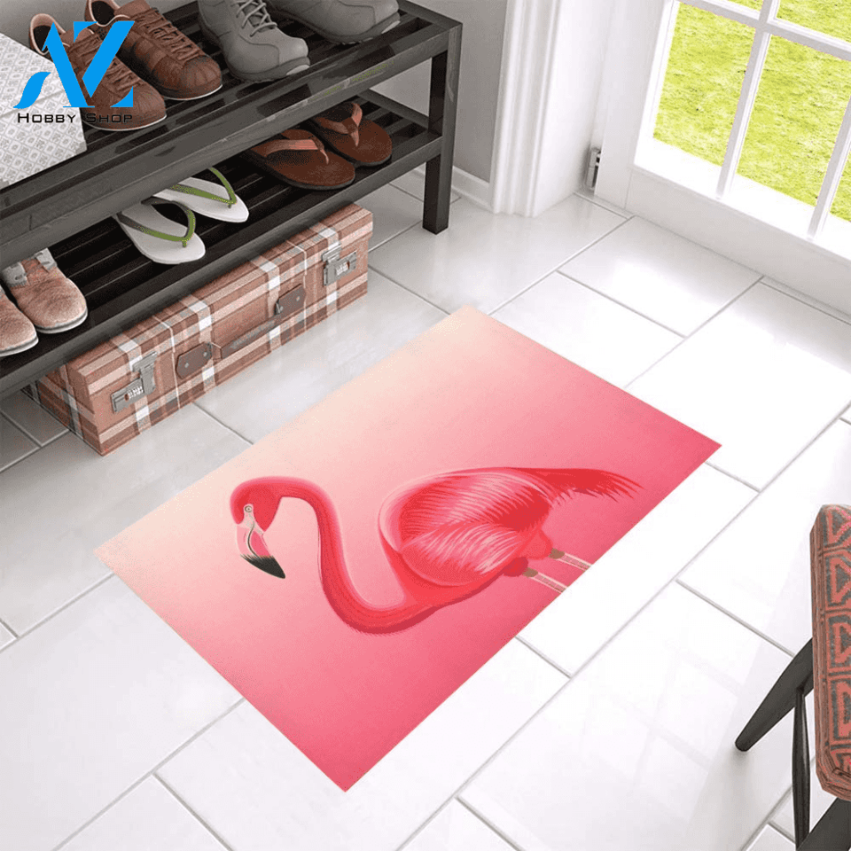 Red Flamingo Easy Clean Welcome DoorMat | Felt And Rubber | DO2195