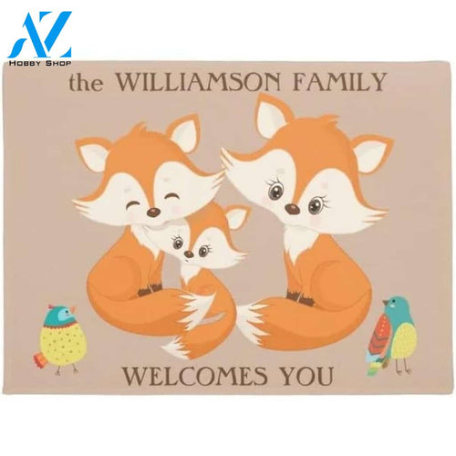 Red Fox Family Welcome Doormat