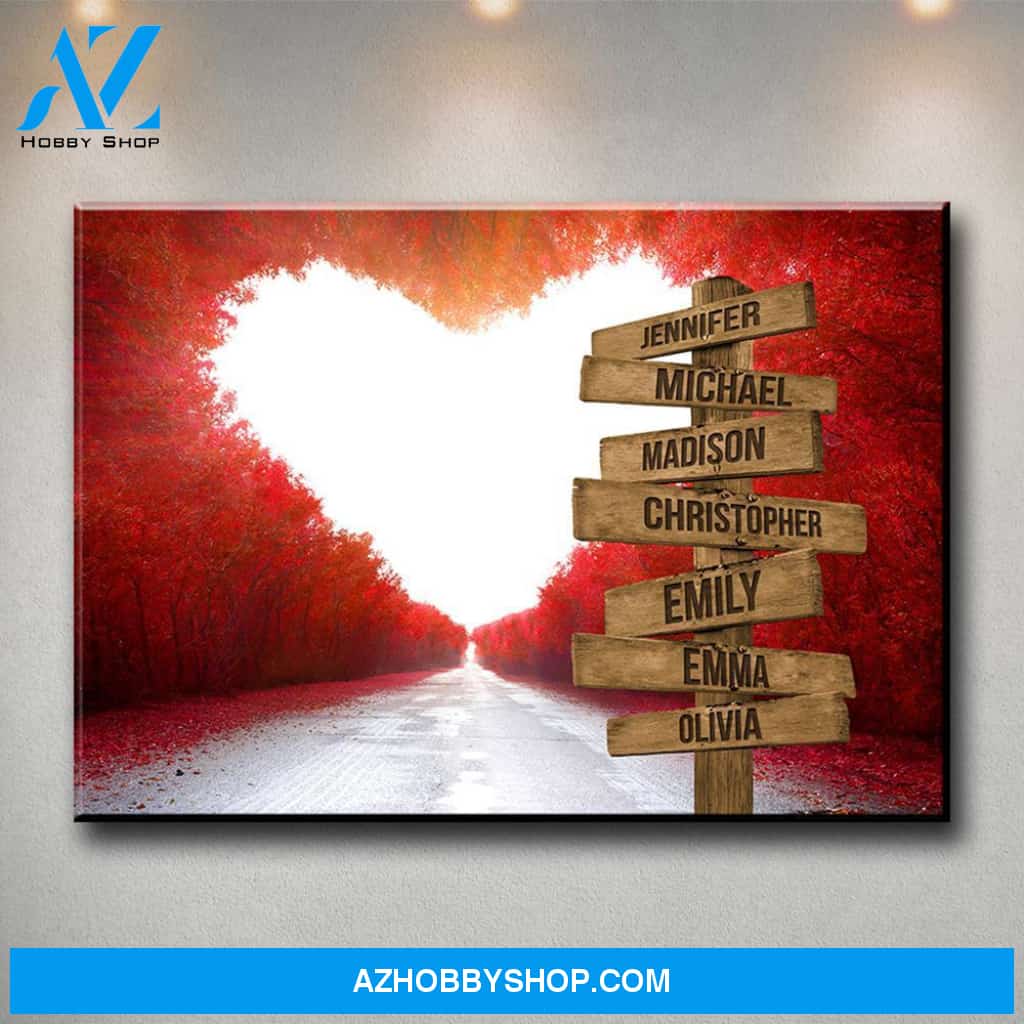 Red Heart Road Multi-Names Premium Canvas