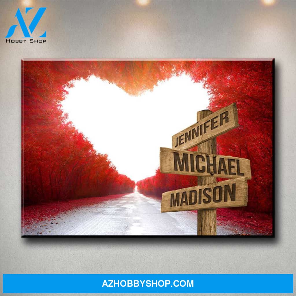 Red Heart Road Multi-Names Premium Canvas