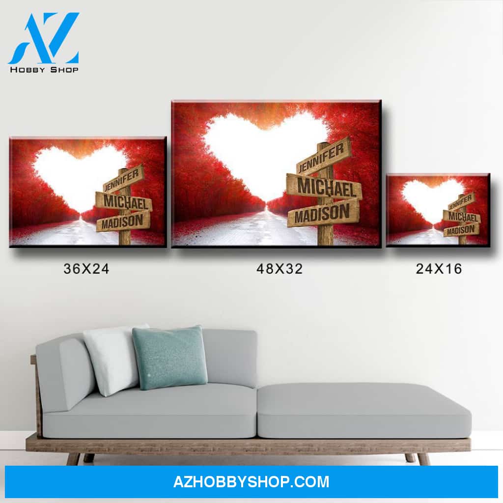 Red Heart Road Multi-Names Premium Canvas