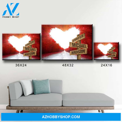 Red Heart Road Multi-Names Premium Canvas