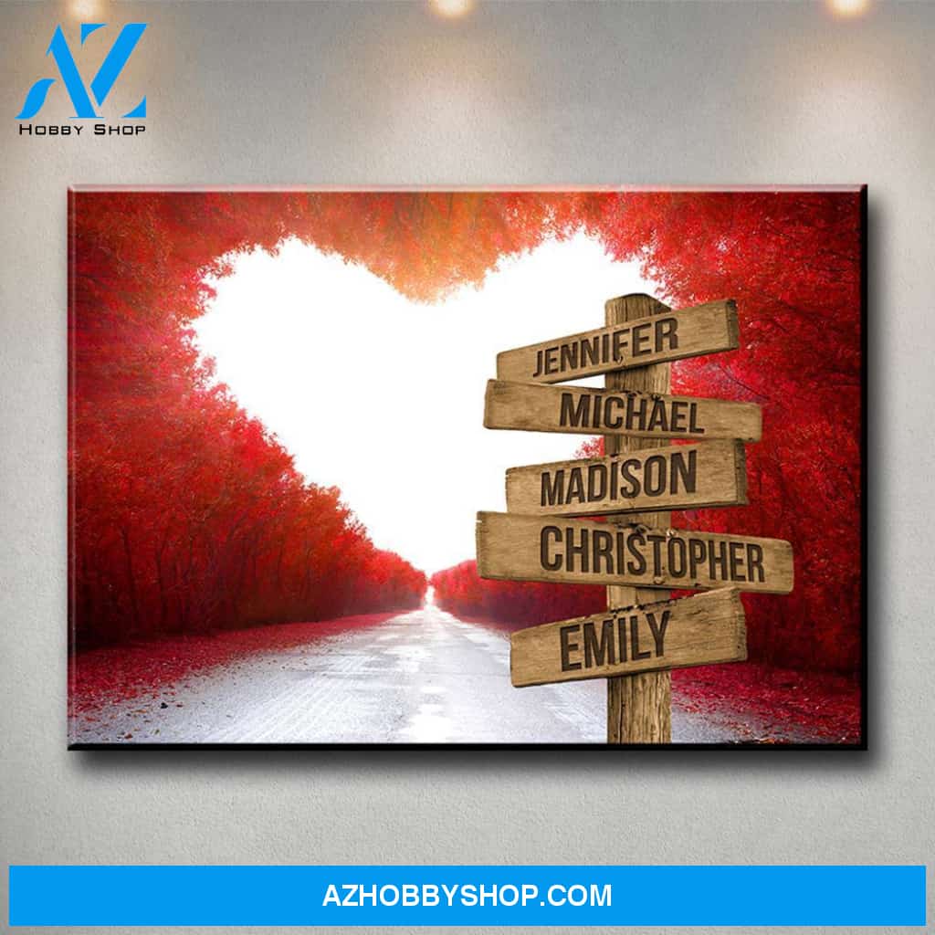 Red Heart Road Multi-Names Premium Canvas