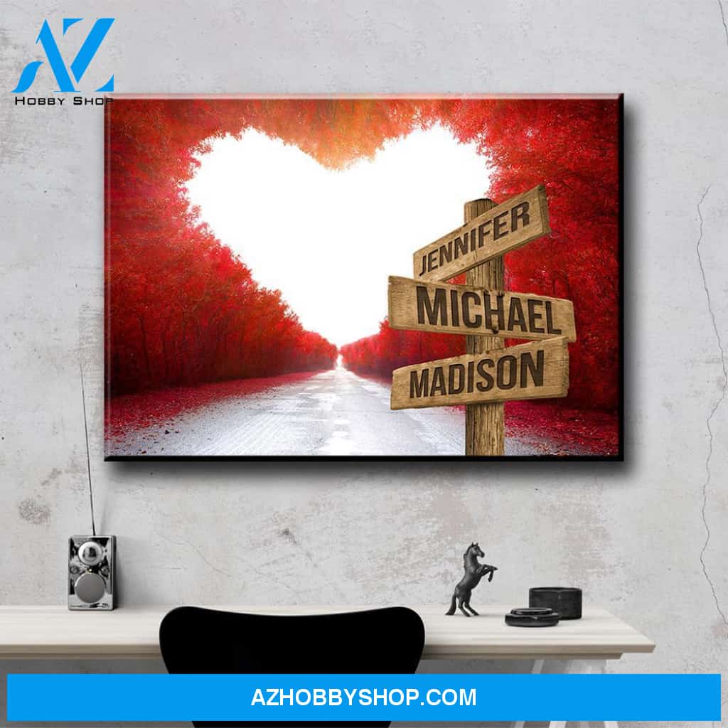 Red Heart Road Multi-Names Premium Canvas