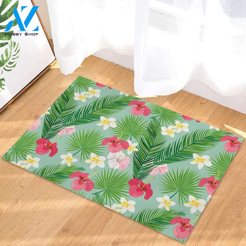 Red Hibiscus Flower Funny Indoor And Outdoor Doormat Gift For Friend Family Decor Warm House Gift Welcome Mat