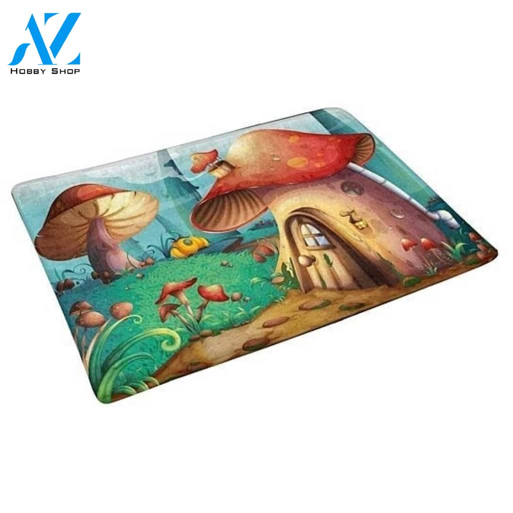 Red Mushroom House Cartoon Doormat Indoor And Outdoor Mat Entrance Rug Sweet Home Decor Closing Gift Gift For Friend Family Birthday Floral Lovers Gift Idea