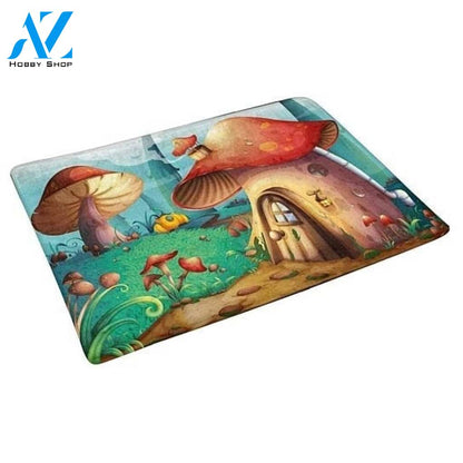 Red Mushroom House Cartoon Doormat Indoor And Outdoor Mat Entrance Rug Sweet Home Decor Closing Gift Gift For Friend Family Birthday Floral Lovers Gift Idea