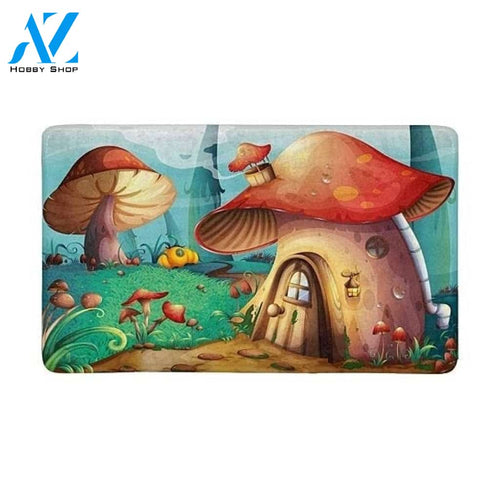 Red Mushroom House Cartoon Doormat Indoor And Outdoor Mat Entrance Rug Sweet Home Decor Closing Gift Gift For Friend Family Birthday Floral Lovers Gift Idea