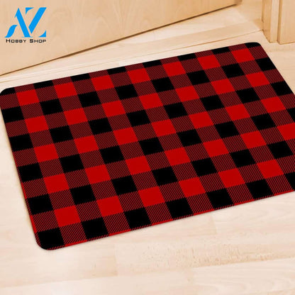 Red Plaid Door Mat