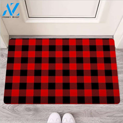 Red Plaid Door Mat