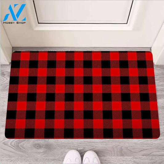 Red Plaid Door Mat