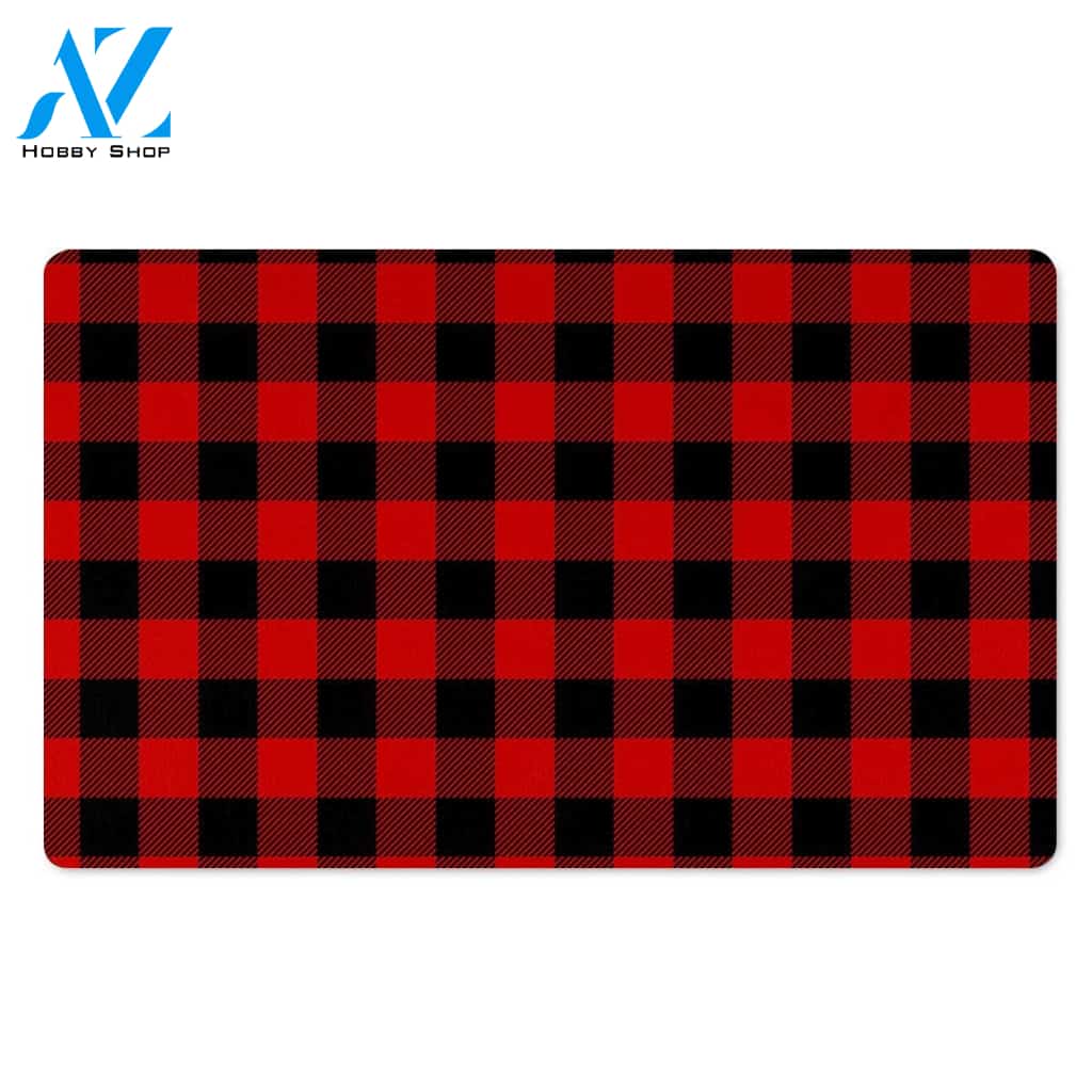 Red Plaid Door Mat