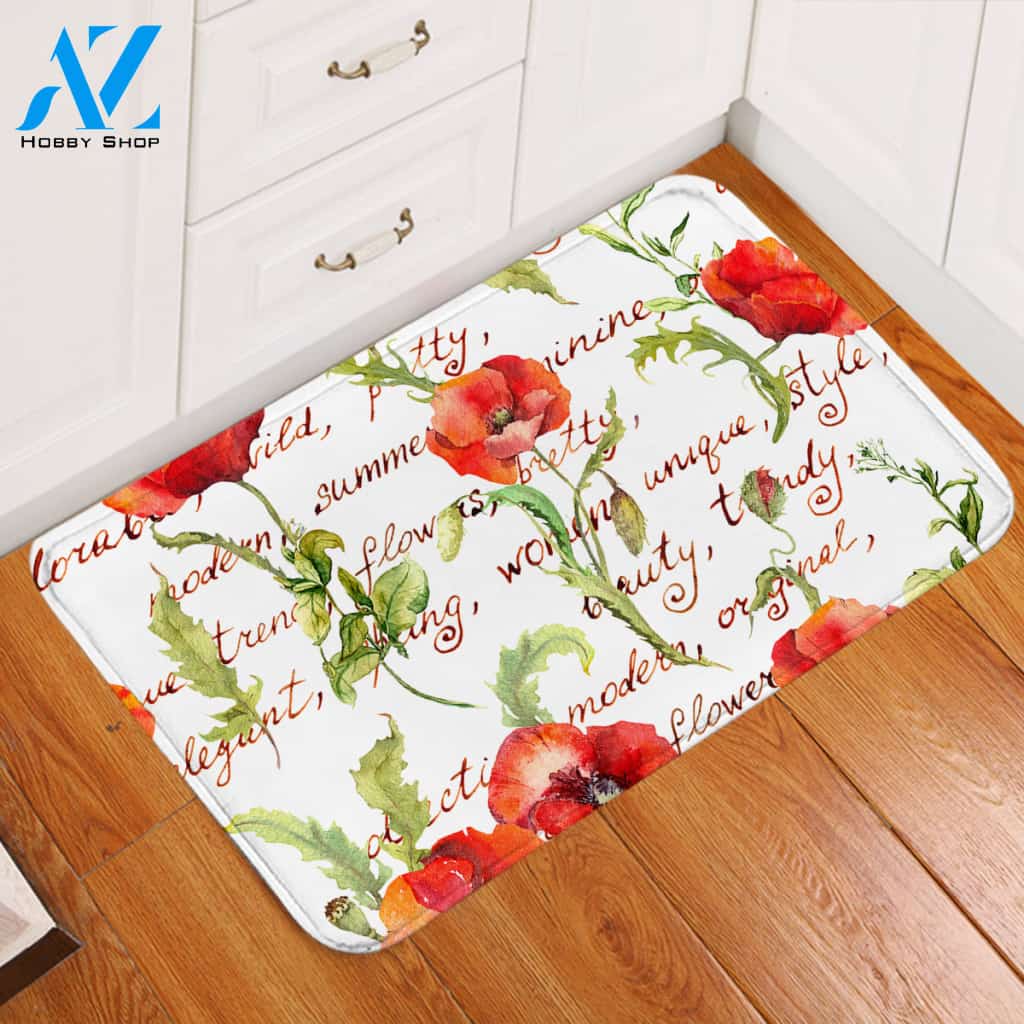 Red Poppy Door Mat