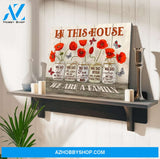 Red Poppy Flower Jars Butterfly Canvas And Poster, Wall Decor Visual Art