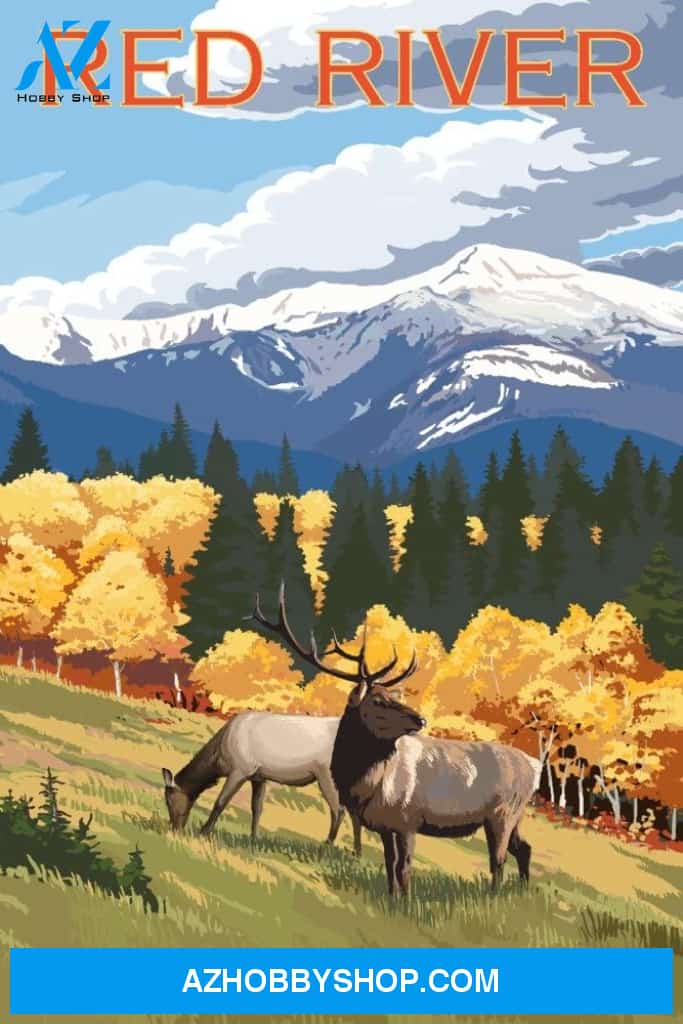 Red River New Mexico Elk And Mountains