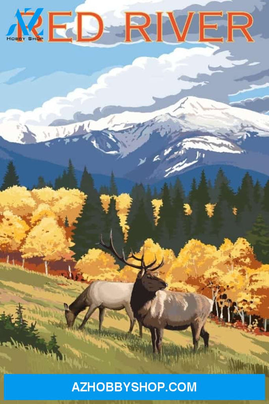 Red River New Mexico Elk And Mountains