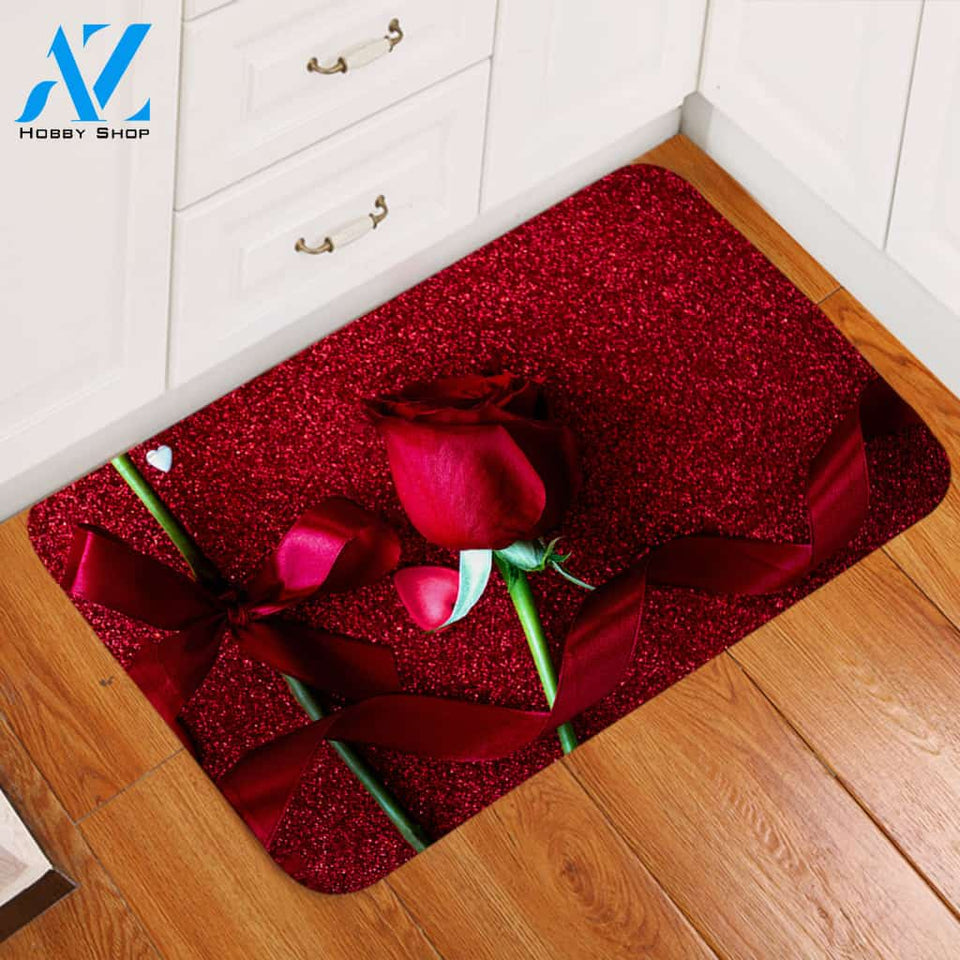 Red Roses Door Mat